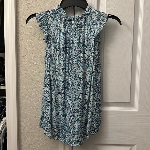 LOFT Shimmer Floral Ruffle Shell - Picture 3 of 6